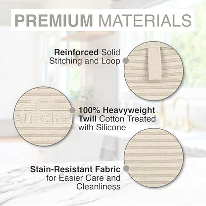 All-Clad Premium Pot Holder & Hot Pad: Heat Resistant to 500 Degrees - 100% Cotton, 10"x6.25" Hot Pad for Kitchen and Barbeque, (2-Pack), Almond - color: Almond, size: 2 Pack