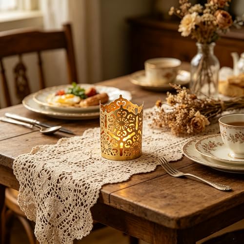 Hosley Set of 3 Gold Diamond Cut Candle Holders 4 Inches High Elevate Your Space with Elegant Metal Candle Holders in a Value Pack - color: Gold 3 Pack, size: 4 inch High