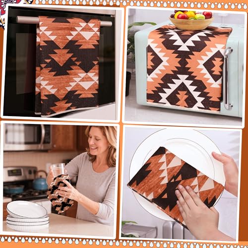 Western Kitchen Towels Set of 2 – 16x24 Inch Aztec Boho Hand Towels, Super Absorbent Microfiber Dish Cloths for Kitchen, Bath, RV & Camping, Gifts for Women - color: Western-1 Aztec