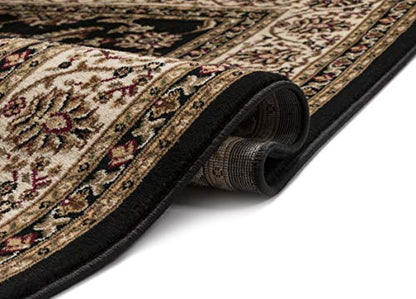 Well Woven Barclay Sarouk Black Traditional Area Rug 5'3" Round - color: Black, size: 5'3" (Round)