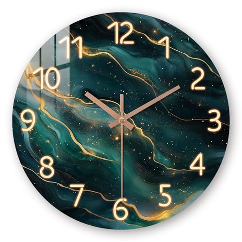 Large Teal Wall Clocks for Living Room Decor - 16 Inch Marble Wall Clocks Battery Operated - Silent Wall Clock Non Ticking for Bedroom Office Home Decor - color: Teal Marble, size: 16 inch