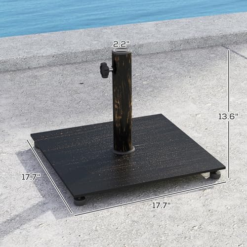 Outsunny Flat Patio Umbrella Base 29 lbs for 1.5"/1.9" Poles Bronze | Square Metal Patio Umbrella Stand Base Holder, Adjustable Foot Pads, Heavy Duty, Outdoor Lawn Poolside - color: Bronze