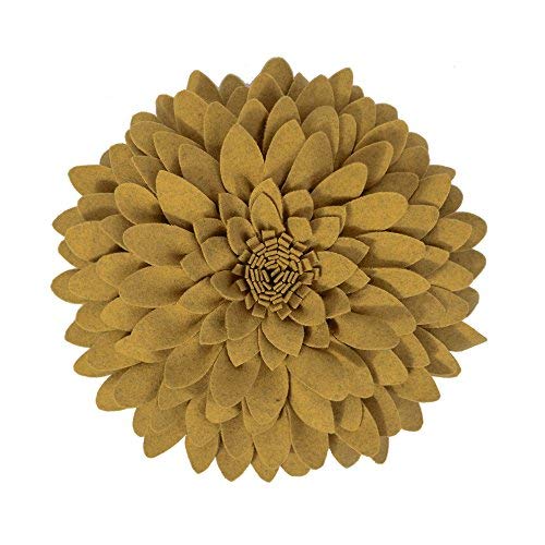 OiseauVoler 3D Flower Decorative Throw Pillows with Inserts Included Handmade Round Pillow Accent Cushions Home Couch Chair Decor Yellow 13 x 13 Inch - color: Dark Goldenrod