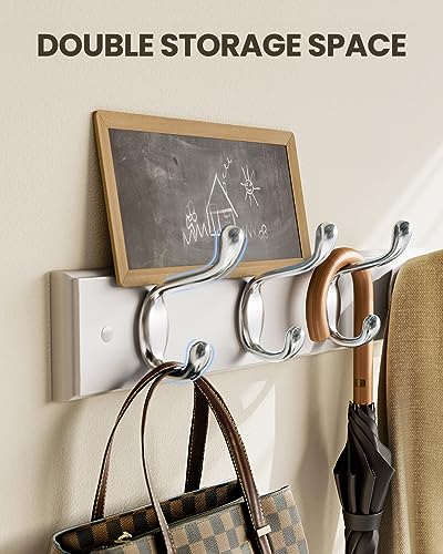 AMADA HOMEFURNISHING Coat Rack Wall Mount 2 Pack, Coat Hooks Wall Hooks Coat Hangers for Wall, Hat Racks Hooks for Hanging Coats Wall Mounted, 15.7" L x 2.8" W x 0.6" H, White