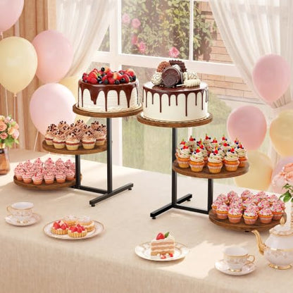 Emfogo Wooden Cupcake Stand, 3 Tier Dessert Table Display Set, Wood Dessert Tower for Party Afternoon Tea Baby Shower Wedding Birthday, Large Tiered Serving Stand for Cake Cookie Food (2 Pack) - color: 2pack 11.6" diameter