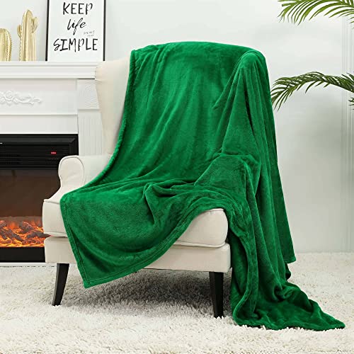 NANPIPER Fleece Blankets Super Soft Flannel Fuzzy Blanket for Bed Couch Luxury Cozy Plush Microfiber Blanket-Twin Size Emerald Green - color: Emerald Green, size: Twin