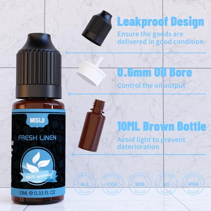 Housekeeping Essential Oils Set for Diffuser,Pure Aromatherapy Oil for Diffuser,Candle Making,Natural Soap Scent,Cherry Blossom Soap,Fresh Mint,Fresh Linen,Air Freshener,Extra Clean - color: Sky Blue