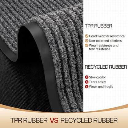 Amyracel Front Door Mat Indoor Outdoor Entrance, 24" x 72" All-Season Waterproof Doormat for Enterway, Heavy Duty Commercial Floor Mat, Fade Resistant, Rubber Back, Low Profile, Easy Clean | Commercial Floor Mat, Non Slip Natural Rubber Doormat, Fade Resi