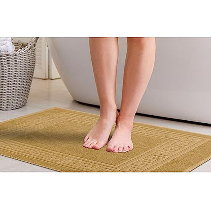 Superior Hotel & Spa Quality Bath Mat Set of 2, Made of Long-Staple Combed Cotton, Durable and Washable Bathroom Mat 2-Pack - Toast, 22" x 35" each - color: Toast, size: 22" x 35" (Set of 2)