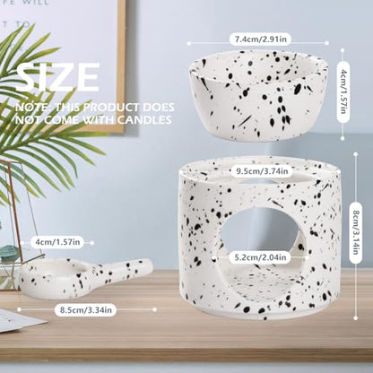 WD&CD Wax Melt Ceramic Oil Burner Black and White, Aroma Diffuser Essential Oil Burner Aromatherapy Wax Burner with Tealight Holder, Home Bedroom Decor - color: Black and White