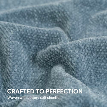 RECYCO Throw Blanket Soft Cozy Chenille Throw Blanket with Fringe Tassel for Couch Sofa Chair Bed Living Room Gift (Dusty Blue, 60'' x 80'') | Super Soft Knit Throw Blanket with Fringe Tassels, Lightweight Knitted Throw, Cozy, Ideal for Sofa Chair Bed Liv