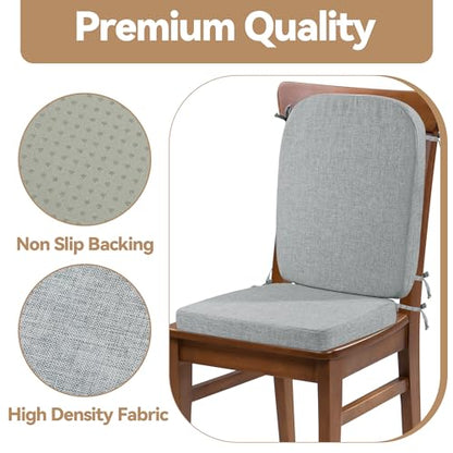 HOMBYS Kitchen Chair Back Cushion & Seat Cushion, Dining Room Chair Cushions,Seat Cushions for Kitchen Chairs,High Density Foam Seat Pad & Backrest,Chair Pads for Dinning Chair with Elastic Bands,grey