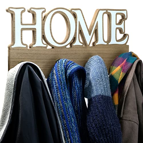 EXCELLO GLOBAL PRODUCTS Rustic Home Wall Mounted Coat Rack with 4 Hooks. Overall Size is 16" x 7". Use as Coat Rack, hat Organizer, Key Holder. Perfect for Entryway, Kitchen, Bathroom, Hallway - style: HOME