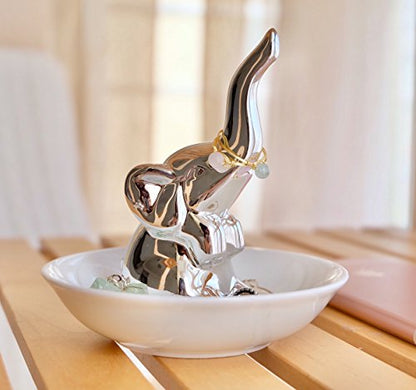 PUDDING CABIN Elephant Gift for Women - Elephant Trinket Dish for Rings Earrings Organizer - Elephant Decor for Women Girls Her Friends Birthday Valentine's Day Xmas Gifts - style: Elephant Sliver