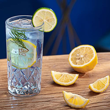 Crystal Highball Glasses, Set of 8 Glass Drinking Glasses, 11 oz Durable Drinkware Cups for Cocktails, Water, Juice, Beer, Wine-Special Edition Glassware Set, Dishware, Dishwasher Safe - style: Diamond Style