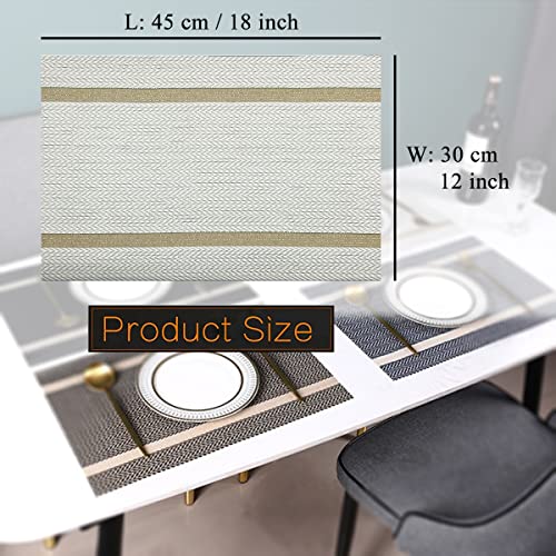Placemats Washable Dinner Mats Easy to Clean PVC Table Mats Set of 6 (Stripe White) - color: Stripe White, size: placemats set of 6