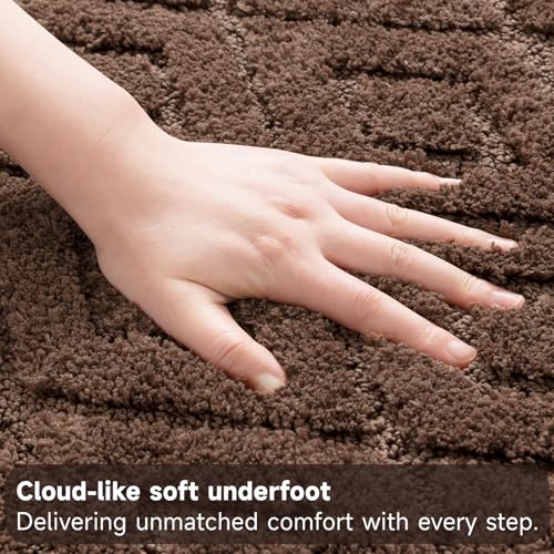 Bsmathom 3 Piece Bathroom Rug Sets, Non Slip Microfiber Bath Mat, Coffee | Plush Water Absorbent Bath Rug Sets with U-Shaped Contour Toilet Mat, Machine Washable Carpet for Bathroom Sink, Shower - color: Coffee