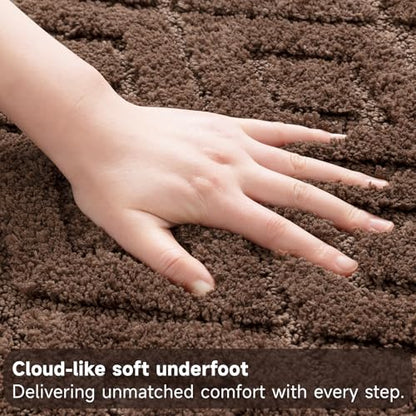 Bsmathom 3 Piece Bathroom Rug Sets, Non Slip Microfiber Bath Mat, Coffee | Plush Water Absorbent Bath Rug Sets with U-Shaped Contour Toilet Mat, Machine Washable Carpet for Bathroom Sink, Shower - color: Coffee