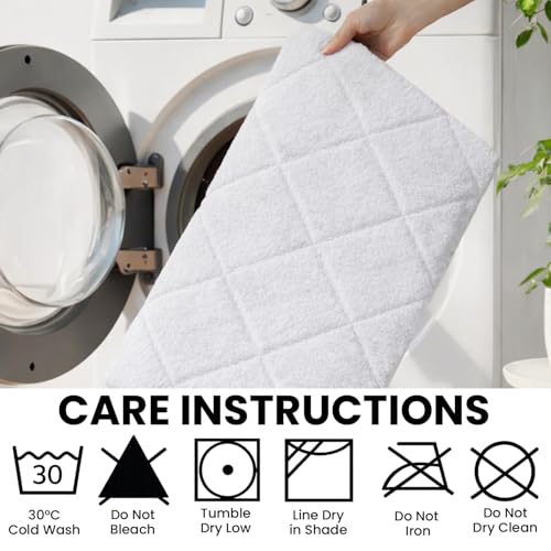 C23 20"x32" 100% Cotton Washable Bath Mat - 210 GSF Non-Slip Rug, White - color: White
