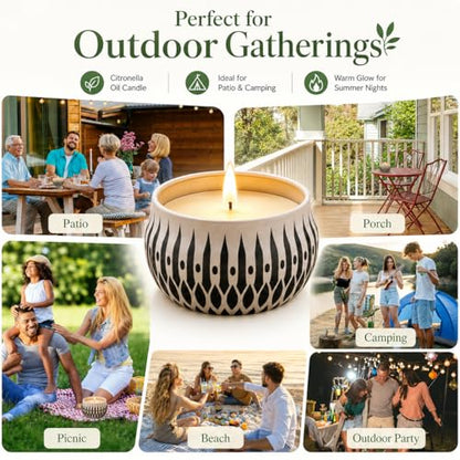 24 Pack Citronella Candles Outdoor, 2.5 oz Soy Wax Tin Candles with 8% Citronella Oil, Up to 600 Hours Total Burn Time, Portable Patio Candle Set for Backyard, Camping, BBQ & Summer Use - size: Citronella 24-Candle Set