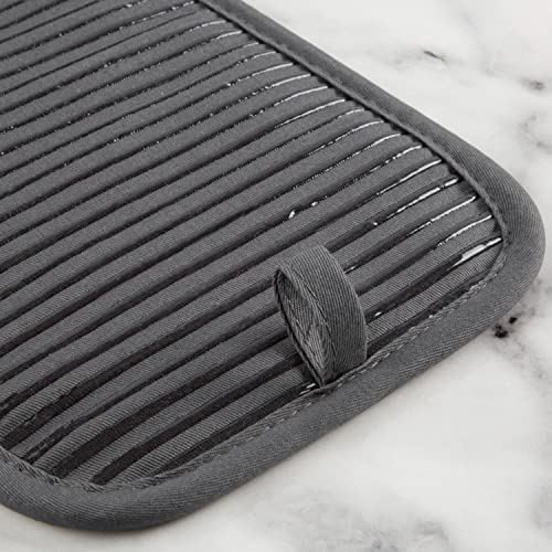 KitchenAid Quilted Cotton Terry Cloth Oven Mitt, Pot Holder, Kitchen Towel 4-Pack Set, Heat Resistant, Silicone Grip, Gift Set, Charcoal Grey, 16"x26", 7"x13" & 7"x10" - color: Charcoal Grey