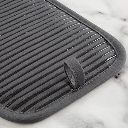 KitchenAid Quilted Cotton Terry Cloth Oven Mitt, Pot Holder, Kitchen Towel 4-Pack Set, Heat Resistant, Silicone Grip, Gift Set, Charcoal Grey, 16"x26", 7"x13" & 7"x10" - color: Charcoal Grey