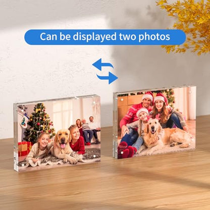 NIUBEE Acrylic Photo Frame 6x8, Double Sided Magnetic Blocks Pet Picture Frame - size: 6x8"(1 Pack)