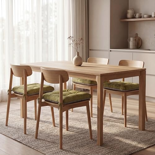 Chair Cushions for Dining Chairs Set of 4,Upgraded Silicone Non-Slip Bottom | Kitchen Chair Cushions with Ties, Premium Shredded Memory Foam Chair Pads,15.5" x 15.5" x 3.5"Green - color: Green