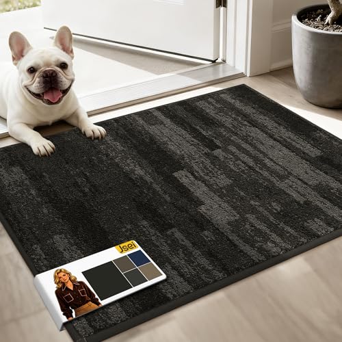 JSEI Dirt Trapper Door Mat 20"x32", Non-Slip Doormat, Dark Gray | Entryway Rugs Washable,Trap Dirt Absorbent Welcome Floor Mat, Low Profile Dog Door Mats for Front Back Door, Wet Shoes & Paws - color: Dark Gray, size: 20'' X 32''