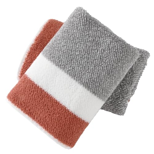 YiLUOMO Red Striped Pattern Hand Towel Set of 2, 3 x 29 Inch | Super Soft 100% Cotton Absorbent Quick Dry Decorative Hand Towel for Bathroom Kitchen Home Everyday Use Gym, Camping - color: Red