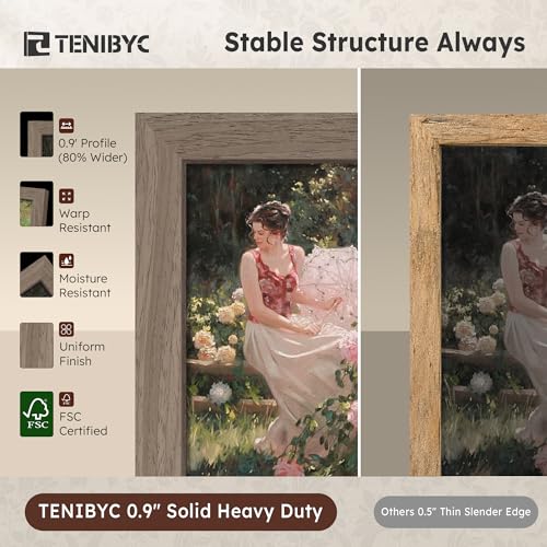 8.5x11 Walnut Picture Frame with HD Glass - 3pk, Natural Solid Wood Picture Poster Frame, Wall Gallery Frame - color: Walnut, size: 8.5 X 11, style: 3 Pack