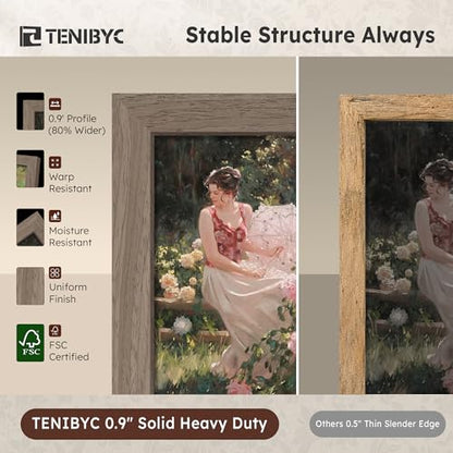 8.5x11 Walnut Picture Frame with HD Glass - 3pk, Natural Solid Wood Picture Poster Frame, Wall Gallery Frame - color: Walnut, size: 8.5 X 11, style: 3 Pack