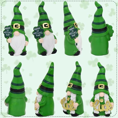 Uniboho St Patricks Day Decorations St Patricks Day Decor Gnomes Green Irish Leprechaun Figurine for St Patricks Day Decorations Indoor St. Patrick's Day Gifts