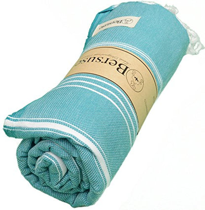 Bersuse Towels Anatolia XL Beach Blanket Throw Blanket Turkish Towel 100% Cotton Extra-Large Quick-Dry Lightweight Premium Peshtemal Towel - 61x82 Inches, Aqua - color: Aqua