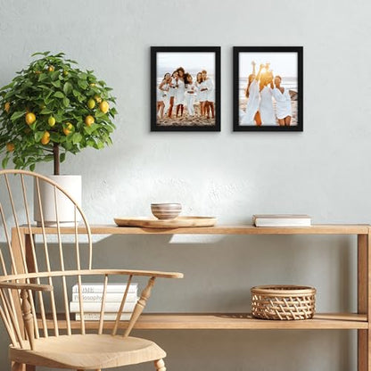 Americanflat 8x10 Picture Frame 2-Pack - Engineered Wood - Black | Shatter-resistant glass, wall or tabletop display with included easel, sawtooth hangers included - color: Black, size: 8X10, style: 2 Pack