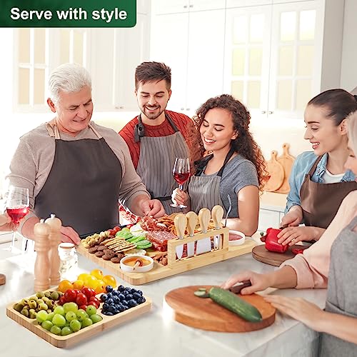 ROCIRLAB Bamboo Charcuterie Boards (23"×11"×0.8") and Knife Set, Lightweight Cheese Board and Platter, Unique Gift for Housewarming, Anniversary & Wedding, Mother's Day and Christmas for Women…