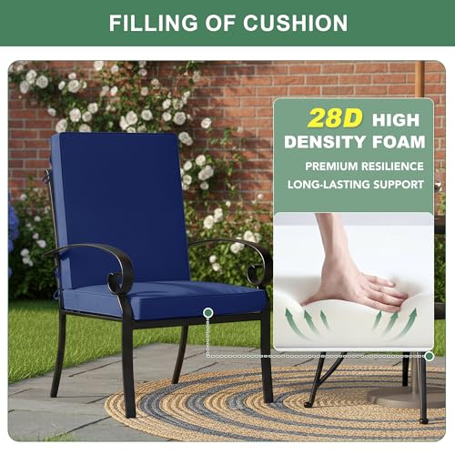 Summsun High Back Patio Chair Cushions 20 x 20 Inch, Navy, Set of 4 | High-Resilience Foam, Non-Slip Bottom, Water Resistant, Removable Cover, Hidden Zipper, Fit for Garden, Lawn, Patio Furniture - color: Navy