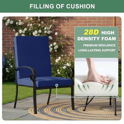 Summsun High Back Patio Chair Cushions 20 x 20 Inch, Navy, Set of 4 | High-Resilience Foam, Non-Slip Bottom, Water Resistant, Removable Cover, Hidden Zipper, Fit for Garden, Lawn, Patio Furniture - color: Navy