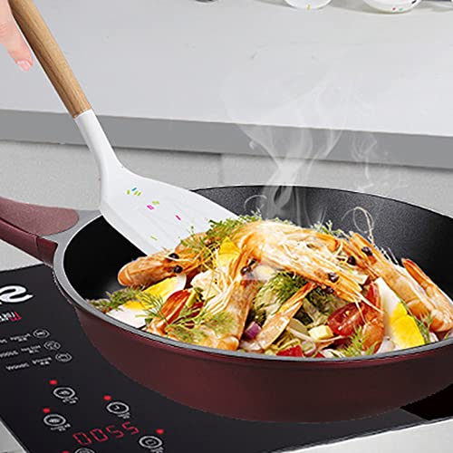 Dark Blue Silicone Kitchen Cooking Utensils Set, Heat Resistant Gadgets with Wooden Handle, Silicone Spoons, Spatula, Whisk for Nonstick Cookware - color: Dark Blue 11p