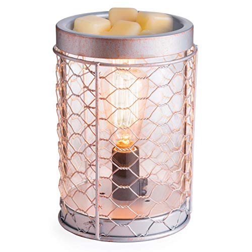 Candle Warmers Etc. Vintage Bulb Illumination Fragrance Warmer- Light-Up Warmer for Warming Scented Candle Wax Melts and Tarts to Freshen Room, Chicken Wire Silver - size: Chicken Wire