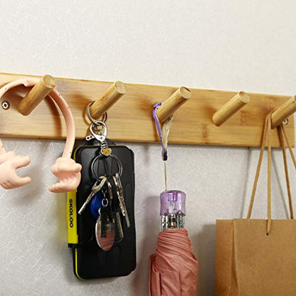 SKOLOO Coat Rack Wall Mount 17 inch, 5 Hooks, Bamboo, Shaker Style, Natural | Wooden hooks for wall, painted finish, 100-lb cap, entry/bath/bed, hanging backpack coat towel hat, 16" stud spacing - color: Bamboo Gold, size: 17 inch