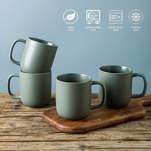 AmorArc 14oz Coffee Mugs Set of 6, Ceramic Coffee Mugs with Large Handle & Wavy Rim for Latte/Hot Cocoa/Tea, Stylish Coffee Mugs for Men Women. Oven,Dishwasher&Microwave Safe, Reactive Glaze - color: Reactive Glaze