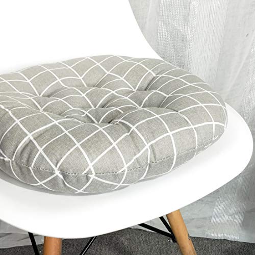 vctops Bohemian Soft Round Chair Pad Garden Patio Home Kitchen Office Seat Cushion Grid Grey Diameter 16" - color: Grid Grey, style: Diameter 16 Inch
