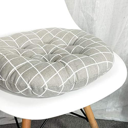 vctops Bohemian Soft Round Chair Pad Garden Patio Home Kitchen Office Seat Cushion Grid Grey Diameter 16" - color: Grid Grey, style: Diameter 16 Inch