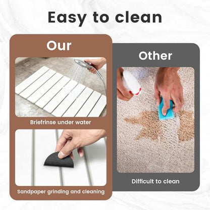 Super Anti-Slip Strong Absorbent Diatomite Pad, Stone Bath Mat 24 x 16 inches Quick-Dry Pad, Foldable and Easy to Store Bathroom Stone Bath Mat, Suitable for Bathroom