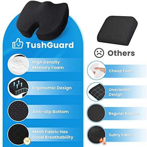 Seat Cushion, Office Chair Cushions, Car Seat Cushion, Non-Slip Sciatica & Back Coccyx Tailbone Pain Relief Chair Pad for Computer Desk, Wheelchair, Driving (Black, X-Large) - color: Black, size: X-Large