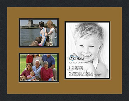 ArtToFrames Collage Photo Frame Double Mat with 1-8x10 and 2-5x7 Openings and Satin Black Frame - color: El Dorado, size: 1 - 8x10 and 2 - 5x7
