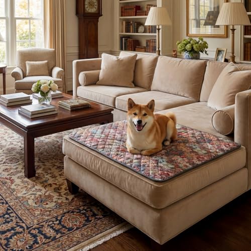 Reversible Dog Bed Cover with Waterproof Lining, Water Resistant Slipcover Furniture Protector and Pet Blanket, Washable Couch Cover for Kids, Dogs, Pets.(Floral/Floral,40"x50") - color: Floral/Floral, size: 40"x50"