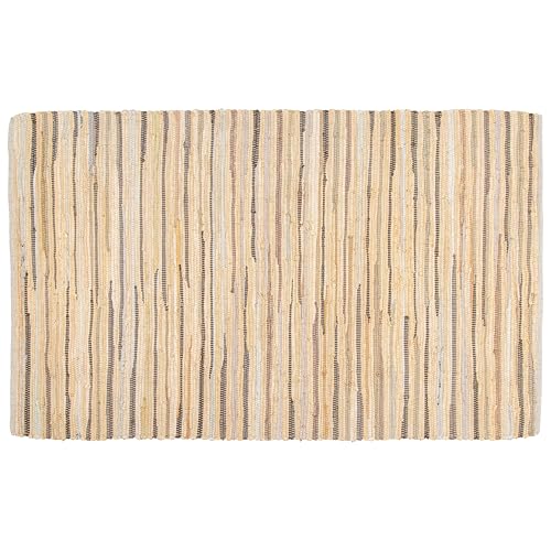 Chindi Area Rug 3x5 Feet - Beige | Farmhouse Cotton Rag Rugs for Living Room, Easy Clean Braided Boho Carpet - color: Beige, size: 3 x 5 feet