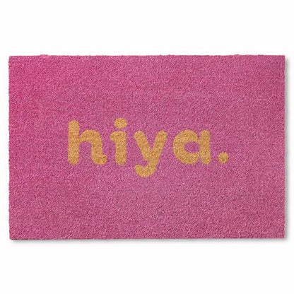 TOWN & COUNTRY TERRA Hiya Painted Welcome Door Mat, Natural Coir, Heavyweight, Non-Slip Entryway Mat, Purple, 18"x30" - color: Purple, size: 1'6" x 2'6" (Rectangular)